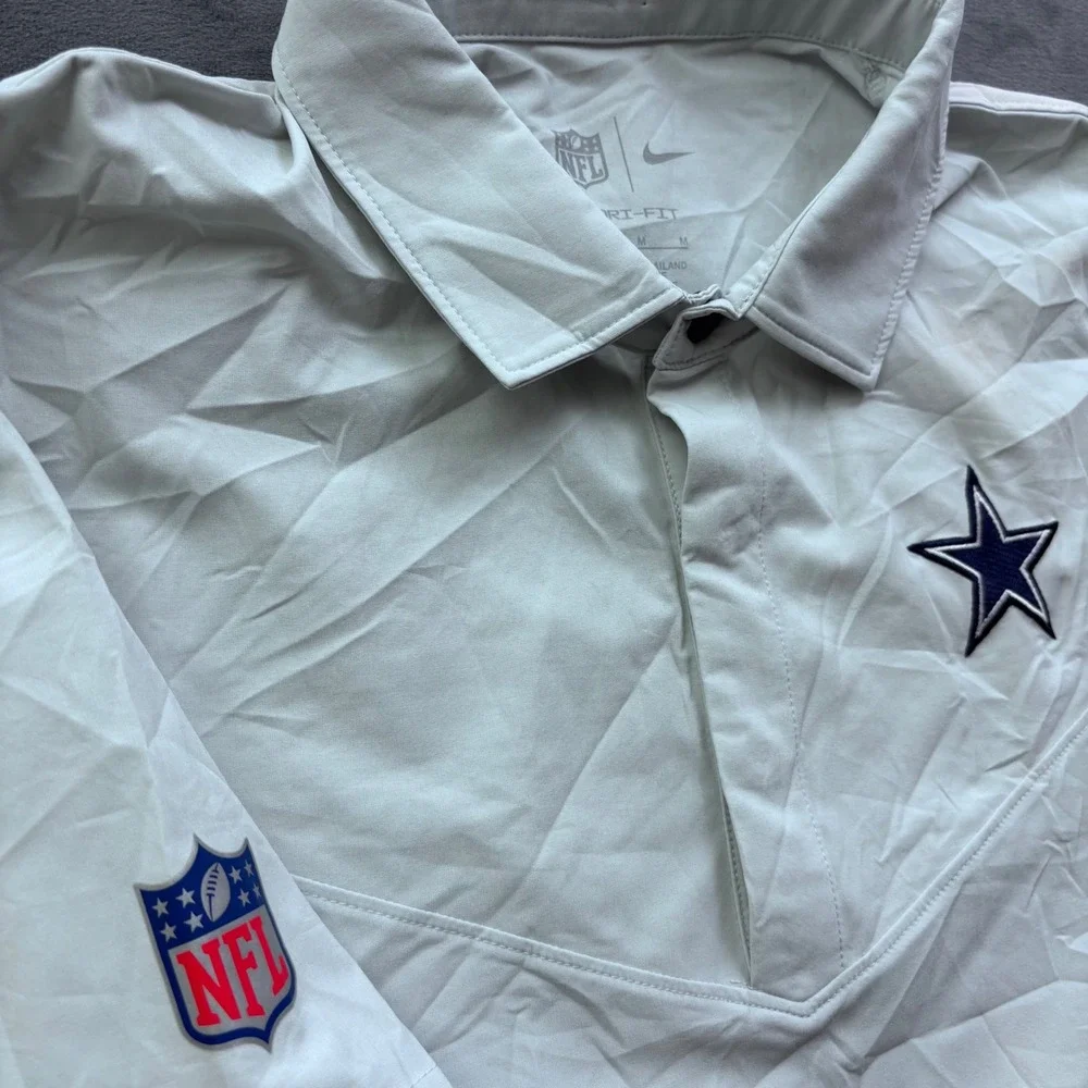 Nike NFL Dallas Cowboys Dri-FIT On-Field Polo Shirt Mens Grey Short Sleeve M